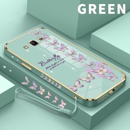 Electroplated Case hp for Samsung Galaxy J2 Prime Ace Grand Plus J7 Pro ON7 M51 Note 10 4G 5G 10 Plus 20 Ultra kupu-kupu kristal ungu Soft Bumper Casing Square Straight butterfly tali gantungan softcase