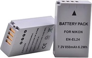 EN-EL24 Replacement Battery 7.2V 850mAh Set for Nikon 1 J5 1J5 DL18-50 DL24-85 Camera