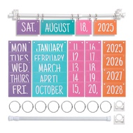 Adjustable Calendar Holder Included Rainbow Flip Calendar Bulletin Board Set with 54 Date Cards Hold
