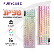 FURYCUBE IP98 Membrane Keyboard Triple Mode Water Proof Knob Control Wireless Gaming Keyboard