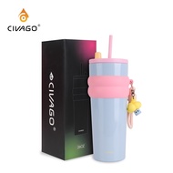 CIVAGO(26oz) แก้วกาแฟสแตนเลสซับเซรามิกพร้อมฝาปิดขวดสูญญากาศสามารถเก็บความร้อนและความเย็น
