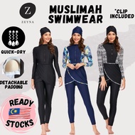 Zeyna Baju Renang Muslimah Swimwear Full Cover Islamic Swimwear Swimming Suit Woman Burkini Turban S