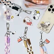 SNOOPY 史努比 三色交叉編織透氣麻花手機夾片掛繩組