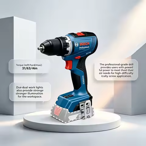 Bosch GSR 18V-65 Brushless Cordless Drill 18V 63Nm High Torque Small Space Operation Tool Anti Rever