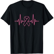 Cancer Warrior Pink Ribbon Heartbeat Breast Cancer Awareness T-Shirt
