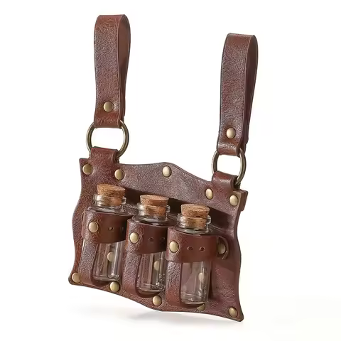 Renaissance Potion Hanger Belt With Bottle Holder Medieval Leather Magic Wizard Larp Adult Men Alche