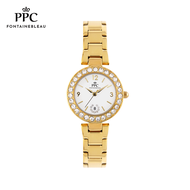 PPC FONTAINEBLEAU นาฬิกาข้อมือผู้หญิง หน้าปัดประดับเพชร สายสแตนเลส รุ่น ÉTOILE ARCELLA DATE PPC-EB03