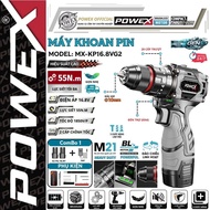 Powex MX-KP16.8VG2 cordless drill, with 48 accessories - torque 60N.m, Brushless Motor, 3 functions,