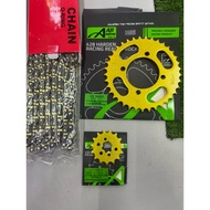 RXZ 428 AJI RACING COMBO SPROCKET SET 428 O-RING HITAM GLOD HEAVY DUTY YAMAHA LC135 RXZ Y100 Y110 Y1