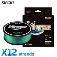 SIECHI Max Power Series 500m Fishing Line 12 Braided PE Fishing Line Smooth Wear-Resistant Braided F