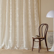 NAPEARL French Lace Curtains White Sheer Door Curtain with 20% Shading for Living Room Wall Decor