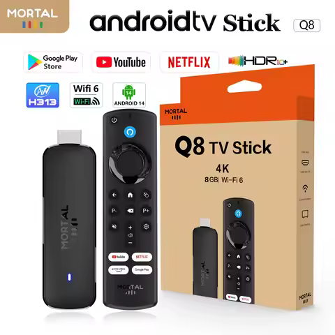 Android14 TV Stick Mortal Q8 Global Version Allwinner H313 Chip Wifi6 Voice Remote 8K 4K@60fps YouTu