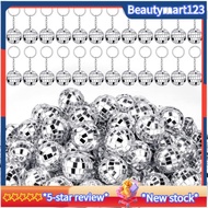 50Pcs Mini Disco Ball Keychain,Silver Mirror Disco Ball Bulk Keyring Partys Favors for 70s 80s Disco