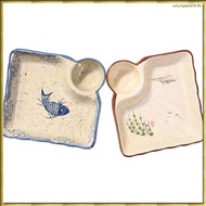 [H E M D] 2pcs Sushi Plates Sushi Plate Dumpling Plate Divided Dumpling Sushi Dish Ceramic Dumpling 