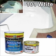 101 WHITE SWIMMING POOL EPOXY PAINT /Heavy Duty • 2-Part Epoxy Acrylic Waterproof Coating • Kolam Renang