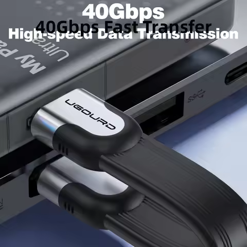 UGOURD Flat USB C Thunderbolt4 USB 4 Cable 40Gbps Type C Date Cable 240W Fast Charge Cord 0.15-1m fo