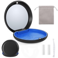 Premium Matt Black Retainer Case Kit with Mirror, Invisalign case with 2 Pcs Chewies, Aligner Remova
