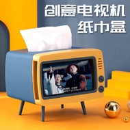 Tissue Box Household Storage Paper Box Creative Retro TV Desktop Watching Movie Stand Lazy Phone Hol