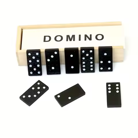 28 pieces, 1 set of wooden domino board games, travel fun tabletop games, domino toys