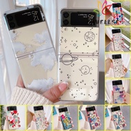 INS Simple Style Creative Cloud Casing Samsung Galaxy Z Flip 3 5G Flip3 Z3 Clear Shockproof PC Hard 