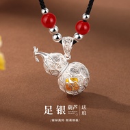 热卖S999足银项链女新中式复古百搭锁骨链珐琅葫芦国潮礼物项饰品S999 pure silver necklace, women’s new Chinese-style vintage, hundre
