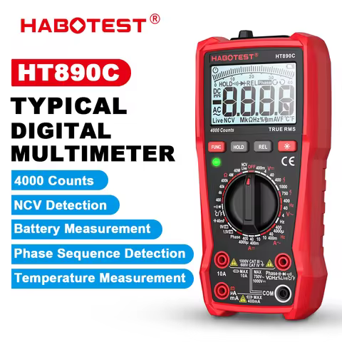 HABOTEST HT890C Professional Digital Multimeter 4000 Counts Multimetro Test 1000V 10A True RMS Auto 