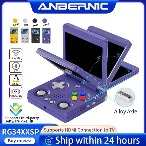 Anbernic RG34XXSP Flip Handheld Game Console 3.4-inch IPS Screen Linux 64-bit 3300mAh WIFI Collapsib