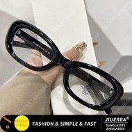(JIUERBA) Small Frame Square Eyeglasses Retro Thick Frame Anti Blue Light Eyeglasses for Women and M