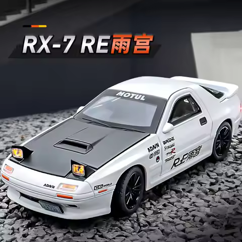 1:32 RX7 RX-7 Alloy Sports Car Model Diecast Metal Modified Racing Car Vehicles Model Sound and Ligh