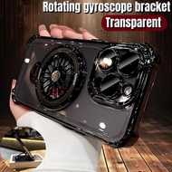 Built in Rotate gyro Bracket Magnetic Case for iPhone 11 12 13 14 15 Pro Max Transparent Airbag Casi