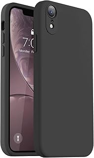 Vooii Compatible with iPhone XR Case, Upgraded Liquid Silicone with [Square Edges] [Camera Protection] [Soft Anti-Scratch Microfiber Lining] Phone Case for iPhone 10 XR 6.1 inch - Black