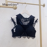 MeooLiisy Simple Embroidered Lace Women Bra Set Medium Thick Cup Push Up Lingerie Wireless Breathabl