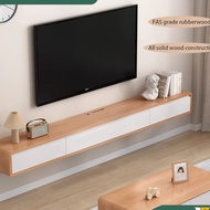 RUNZEU TV Cabinet Large Capacity Suspension Storage Cabinet Solid Wood Living Room Cabinet Console