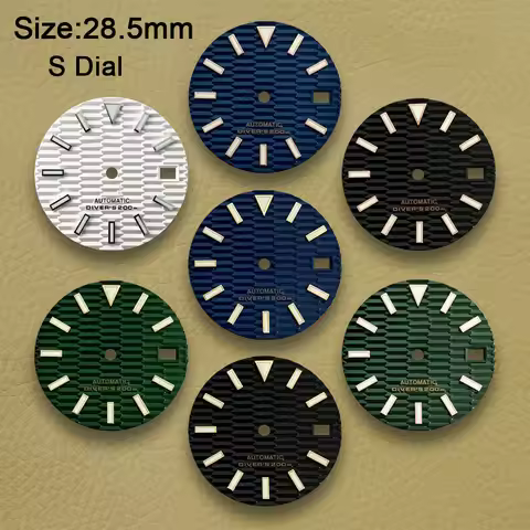 S Logo Dial 28.5mm NH35 SKX007 Dial Fit NH35/NH36/4R/7S Movement Green Luminous 3/3.8/4.2 O'clock Wa
