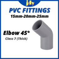 PVC Pipe Fitting Paip PVC Connector Elbow 45deg 15mm 20mm 25mm