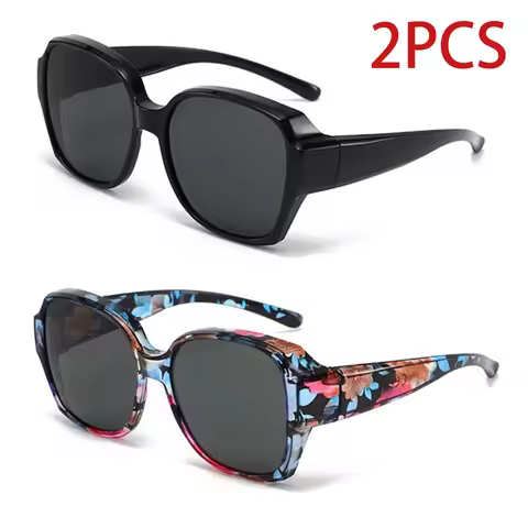Trendy Wear Over Sunglasses for - Men Women Vintage Anti Glare UV400 Protection Wear Over Square Gla