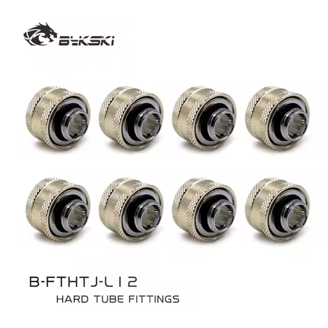 Bykski 4/6/8pcs OD16MM 14MM 12MM, Hard Pipe Fittings, PETG Tube Hand Compression, Adapter White,Blac