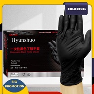 [Colorfull.sg] 100PCS Disposable Black Nitrile Gloves Black Nitrile Gloves Latex Free Thickened
