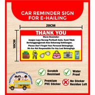 Car Reminder Sign for E-Hailing | e-hailing | Grab Car | Pemandu Grab | Maxim | In Drive | Lalamove 