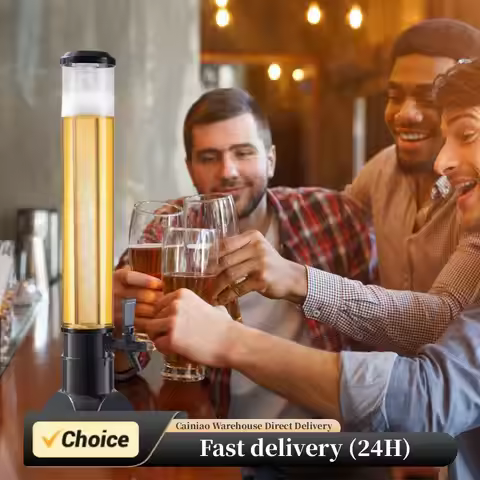 3L Beer Dispenser Tabletop Liquor Dispenser with Spigot & Ice Tube Transparent Drink Dispenser for B