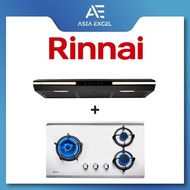 RINNAI RH-S3059-PBW 90CM BLACK SLIMLINE HOOD + RINNAI RB-73TS 3 BURNER HYPER FLAME STAINLESS STEEL BUILT-IN HOB