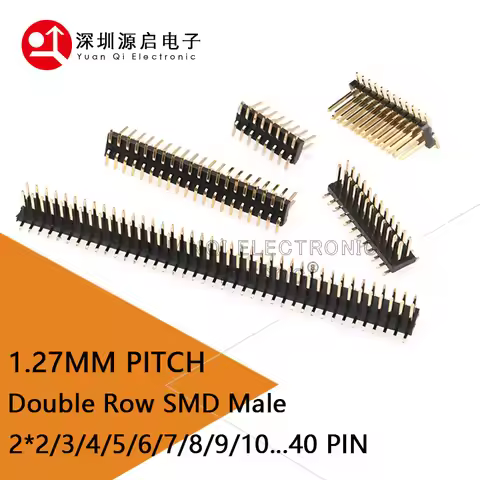10PCS SMD SMT 2*2/3/4/5/6/7/8/9/10/12/15/20/25/30/40/50 PIN Double Row Male PIN HEADER 1.27MM PITCH 