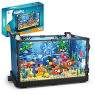 Fish Tank Building Block Set with Light,Aquarium,Marine Jellyfish, Building Block Toy for Kids 6, Ho
