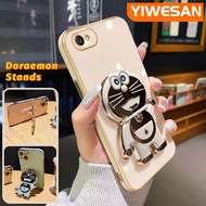 YIWESAN เคส Vivo V5 Plus สำหรับโทรศัพท์ลายการ์ตูนโดราเอมอนน่ารักพับได้ดีไซน์ใหม่เคสโทรศัพท์ฝาปิดเลนส์เต็มกล้องกันกระแทกกันกระแทก