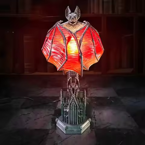 Bat Lamp Gothic Decorative Gothic Wings of Night Halloween Gothic Decor Bat Wing Light with Red Glow