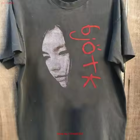 Vintage Bjork classic charcoal t shirt QT5449 vintage Washed designer clothes Soft Comfortable stree