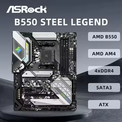 ASRock B550 Steel Legend Motherboard Support Ryzen 9 5900X Ryzen 7 5700X3D 5800X3D CPU 4xDDR4 4733MH