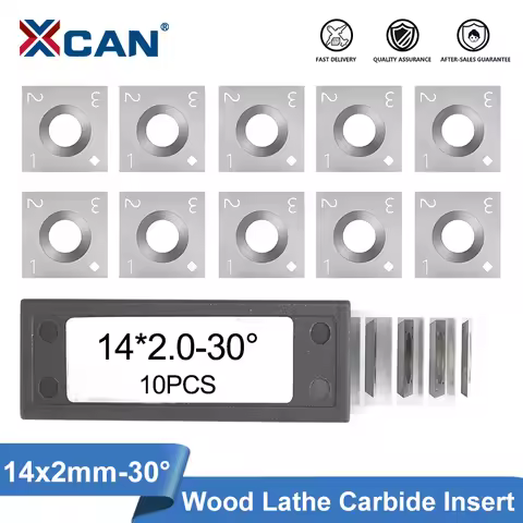XCAN 10pcs Carbide Inserts Cutter 14x14x2mm 30 Degree 4-Edge Square Round Edge Blades For Wood Turni