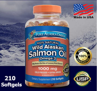 Wild Alaskan Salmon Oil Omega3 1000 mg Pure Alaska Omega 210 เม็ด ปลาแซลมอนจากธรรมชาติ มี อย.