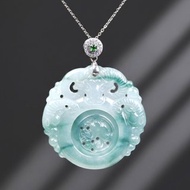 冰種飄花翡翠三羊開泰項鍊 925純銀 | 天然緬甸玉翡翠A貨 | 送禮